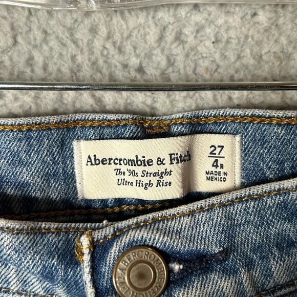 Abercrombie & Fitch Jeans Womens 27/4 Blue '90s Straight Ultra High Rise Jeans - Picture 3 of 9